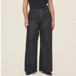Warp + Weft NCE Nice Cote Wide Leg Jeans Noir Wax Coated Black Size 25P NWT